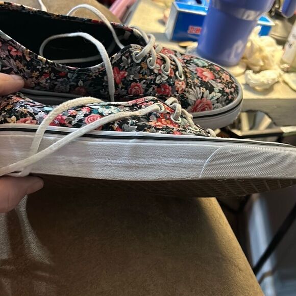 Vans Shoes Womens 7 Mens 5.5 Multi Floral Black Dark Flowers Lace Up Low Top - Picture 7 of 9